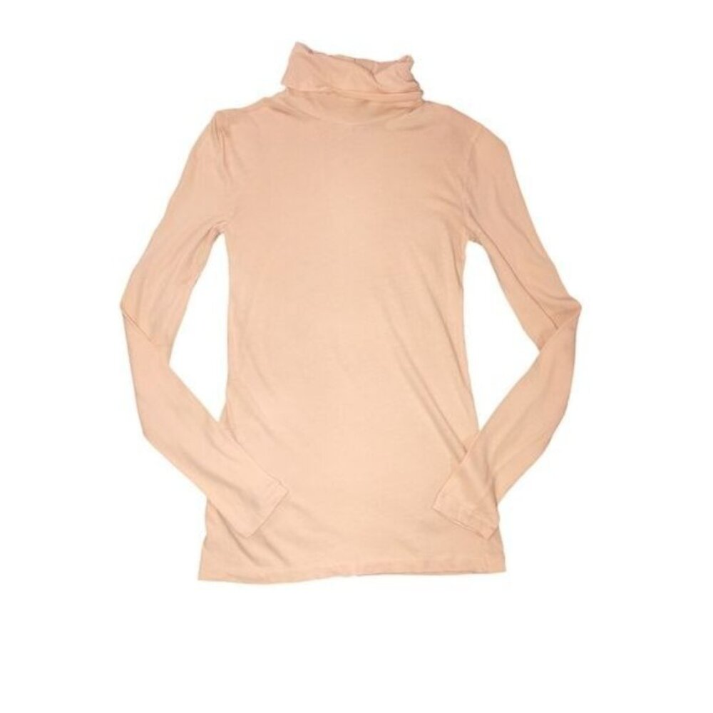 J. Crew Womens XXS Peach Long Sleeve Mock Neck Lightweight Top 100% Cotton